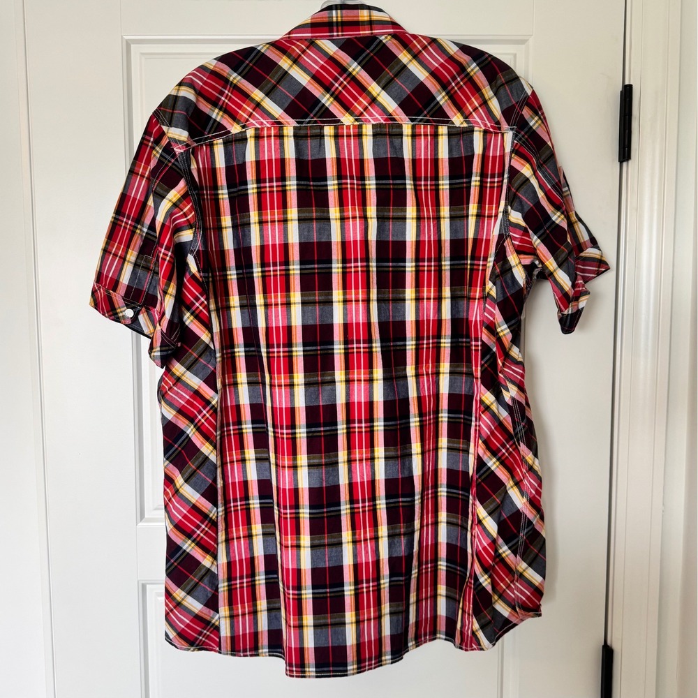 Rocawear Denim‎ Co. Y2K Master Builders Red Plaid Cotton SS Snap Front Shirt XL - Picture 2 of 14